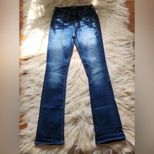 High Rise Dark Blue Boot Cut Jeans